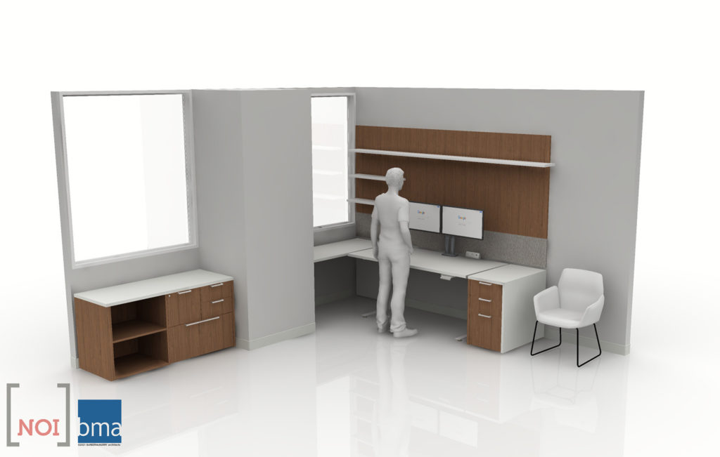 office furniture configured in a L shape